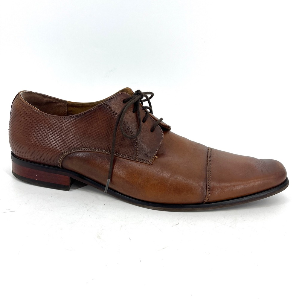 Florsheim Mens Leather Cap Toe Oxford Dress Shoes Brown Lace Up Sz 12M‎